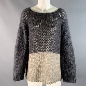 MAIAMI Size M Purple Grey Mohair Blend Two Tone Oversized Sweater
